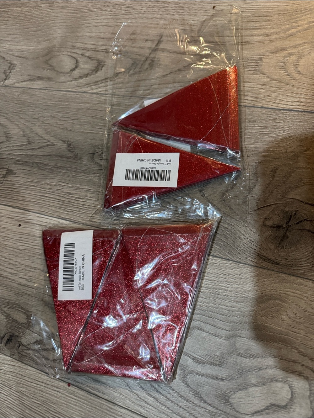30 Ft Red Glitter Triangle Flag party Decor 5 each